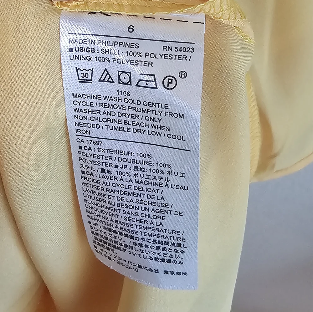 Banana Republic Dress Womens 6 Yellow Floral V Neck Sleeveless Lined Side Zip - Picture 5 of 9